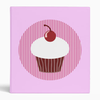 Vanilla Cupcake and Pink Stripes 3 Ring Binder