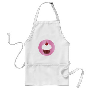 Vanilla Cupcake and Pink Stripes Adult Apron