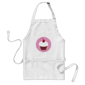 Vanilla Cupcake and Pink Stripes Adult Apron