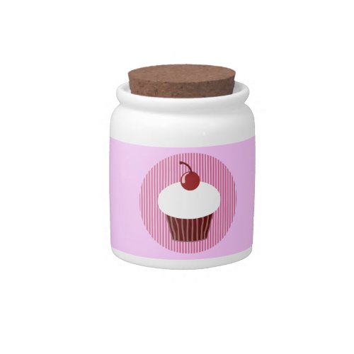 Vanilla Cupcake and Pink Stripes Candy Jar