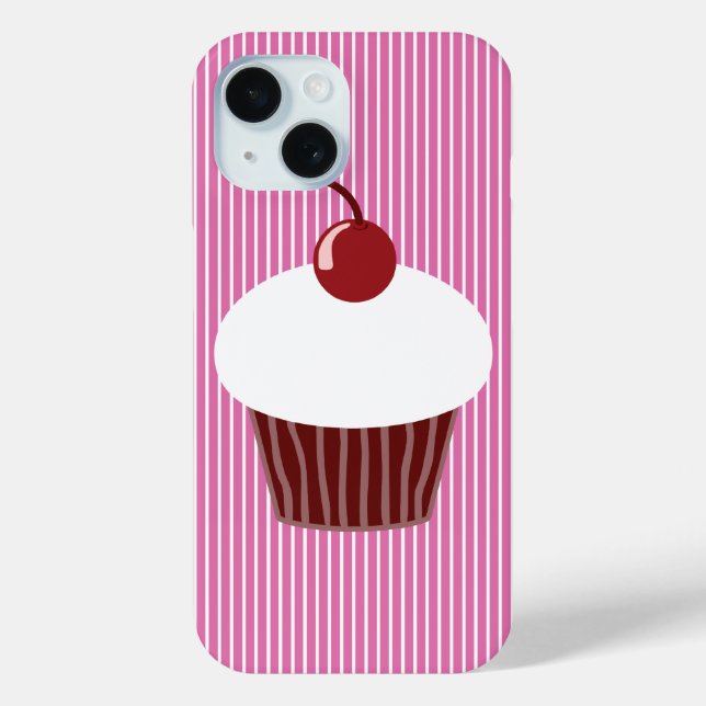 Vanilla Cupcake and Pink Stripes Case-Mate iPhone Case (Back)