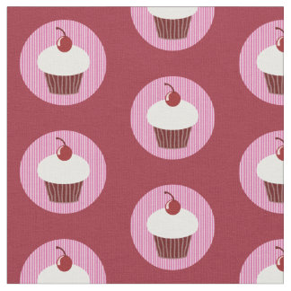 Vanilla Cupcake and Pink Stripes Fabric