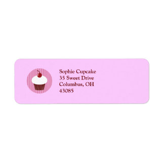 Vanilla Cupcake and Pink Stripes Label