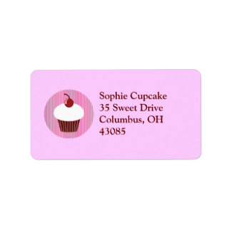 Vanilla Cupcake and Pink Stripes Label