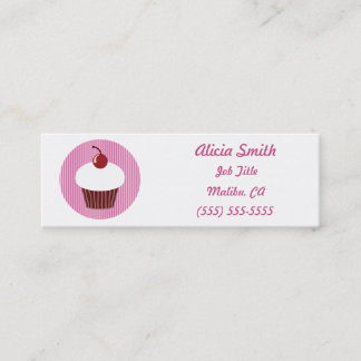 Vanilla Cupcake and Pink Stripes Mini Business Card