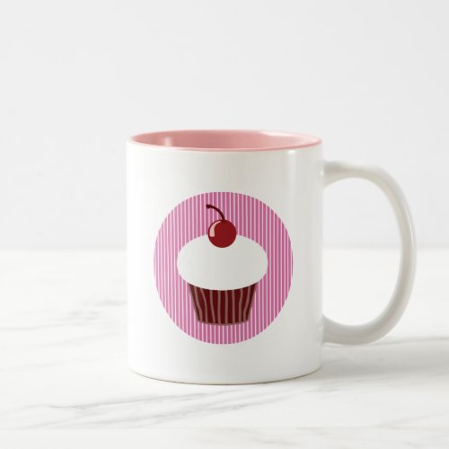 Vanilla Cupcake and Pink Stripes Two_Tone Coffee Mug
