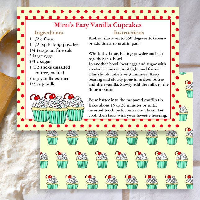 Vanilla Cupcake Recipe Cards (Creator Uploaded)