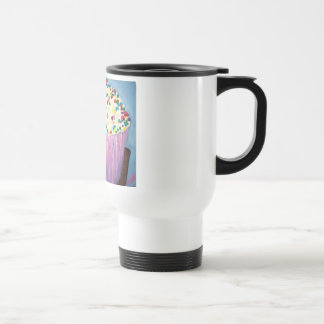 Vanilla Cupcake with Sprinkles Art Travel Mug