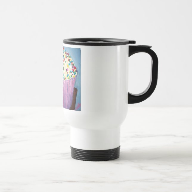 Vanilla Cupcake with Sprinkles Art Travel Mug (Right)