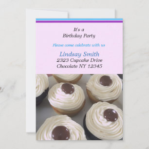 Vanilla Cupcakes Birthday Party Invitation