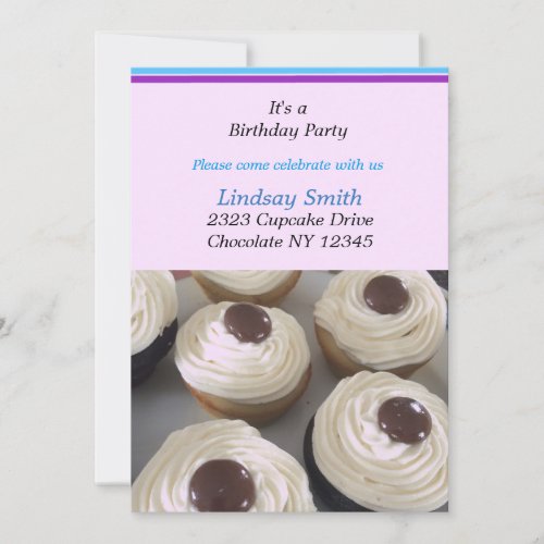 Vanilla Cupcakes Birthday Party Invitation