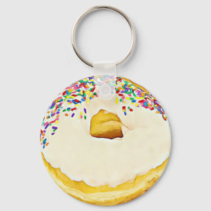 Vanilla Donut with Sprinkles Key Chain