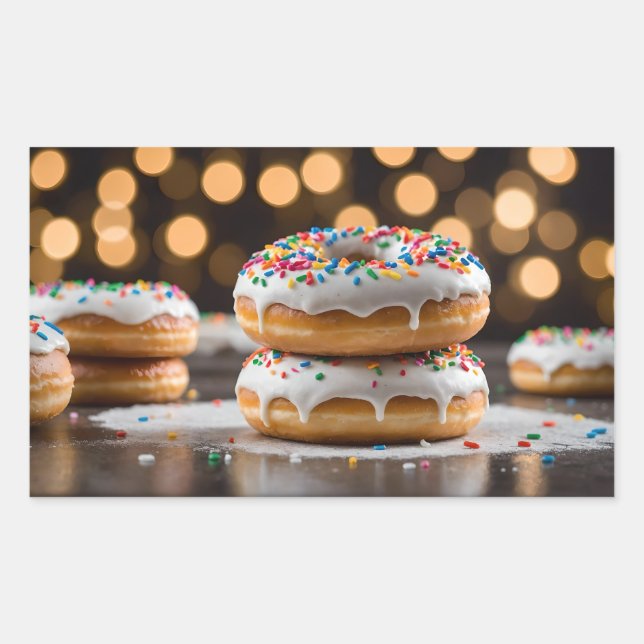 Vanilla Donuts Rectangular Sticker (Front)