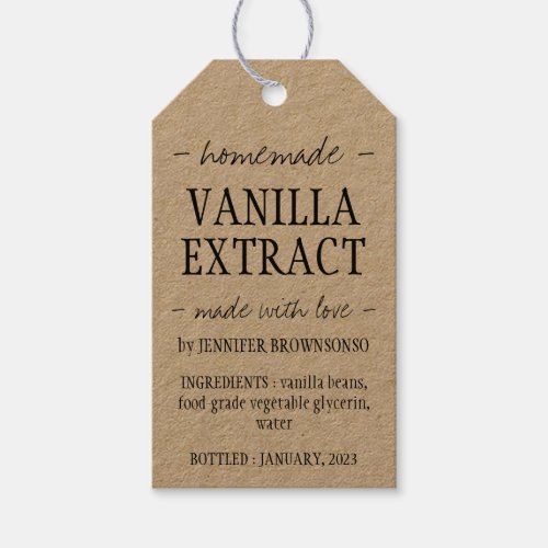 Vanilla Extract Bottle Homemade brand Gift Tags
