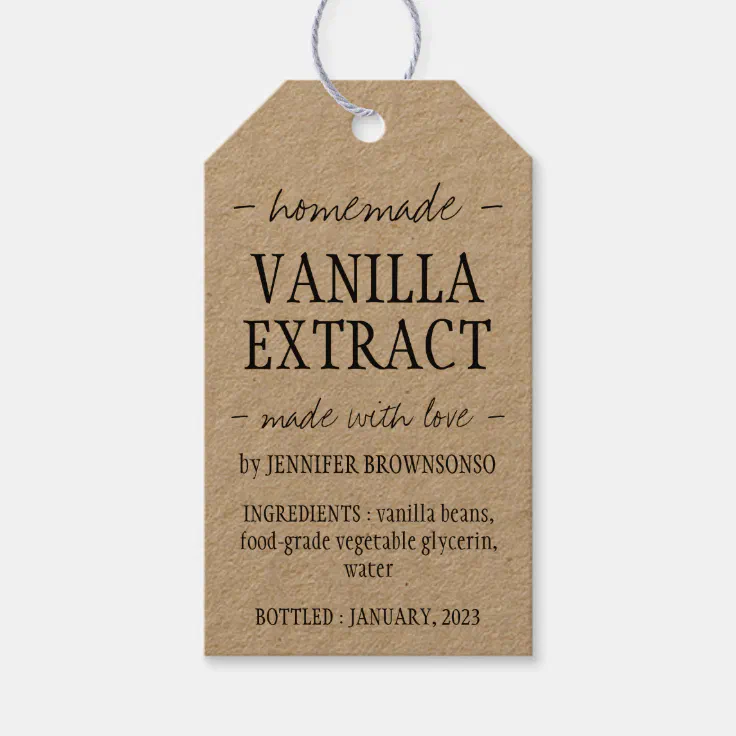 Vanilla Extract Bottle Homemade brand Gift Tags Zazzle