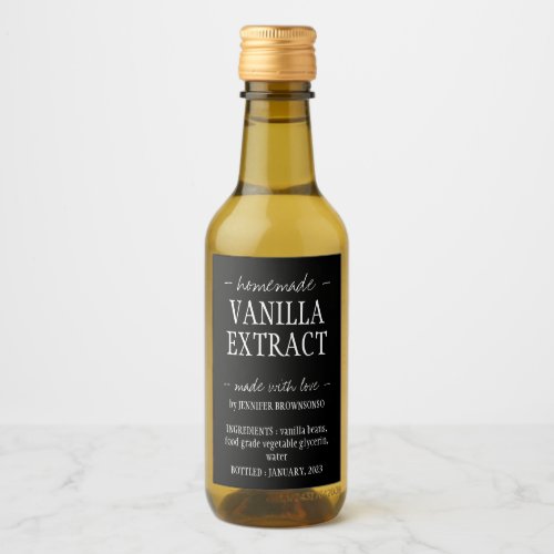Vanilla Extract Bottle Homemade drink black Wine Label