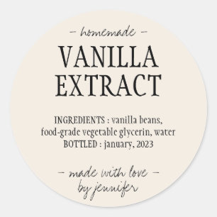 Vanilla Extract Bottle Homemade drink Cream ivory Classic Round Sticker