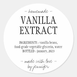Vanilla Extract Bottle Homemade drink Cute simple Classic Round Sticker