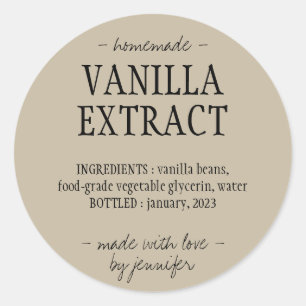 Vanilla Extract Bottle Homemade drink sage Classic Round Sticker