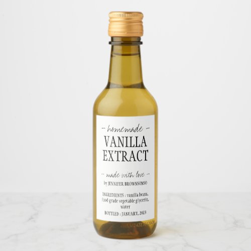 Vanilla Extract Bottle Homemade drink Wine Label