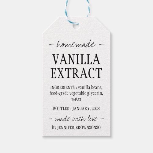 Vanilla Extract Bottle Homemade simple Gift Tags