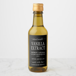 Vanilla Extract Bottle Homemade with love black Wine Label
