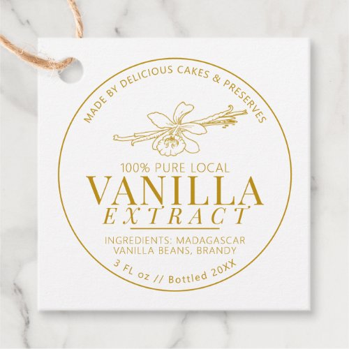 Vanilla extract flower bean drawing yellow product favor tags
