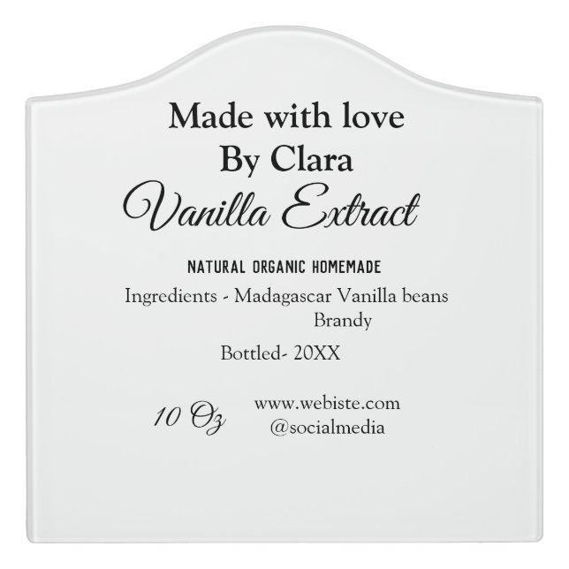 Vanilla extract homemade add ingredients weight de door sign (Large Crest Front)