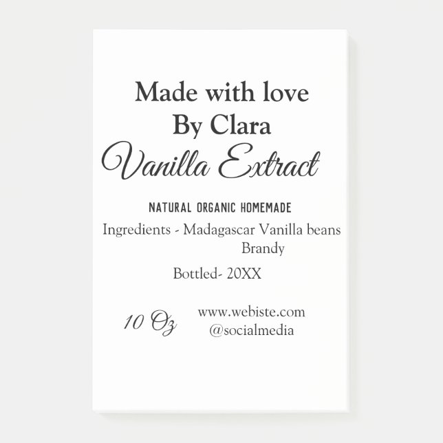 Vanilla extract homemade add ingredients weight de post-it notes (Front)