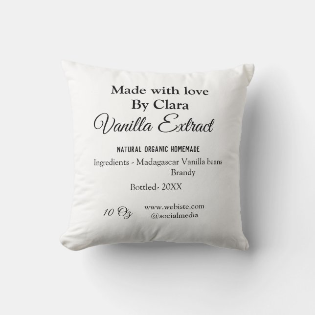 Vanilla extract homemade add ingredients weight de throw pillow (Front)