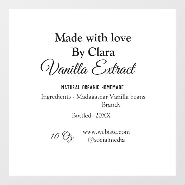 Vanilla extract homemade add ingredients weight de window cling (Sheet)