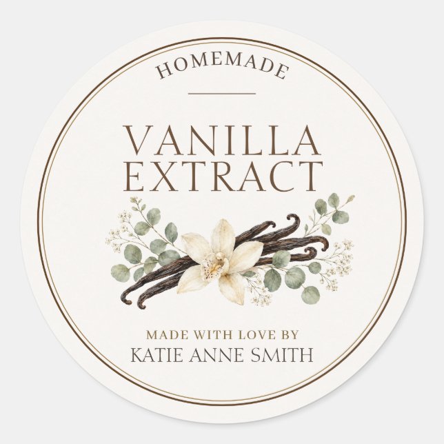 Vanilla Extract Labels Personalized Bottle Sticker (Front)