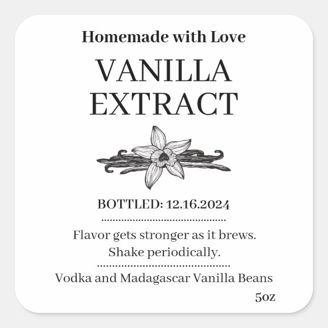 Vanilla Extract Modern Label Sticker V4 (Front)