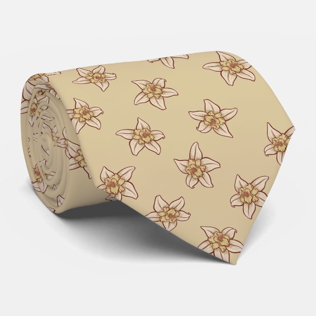 Vanilla Flower Pattern Neck Tie (Rolled)