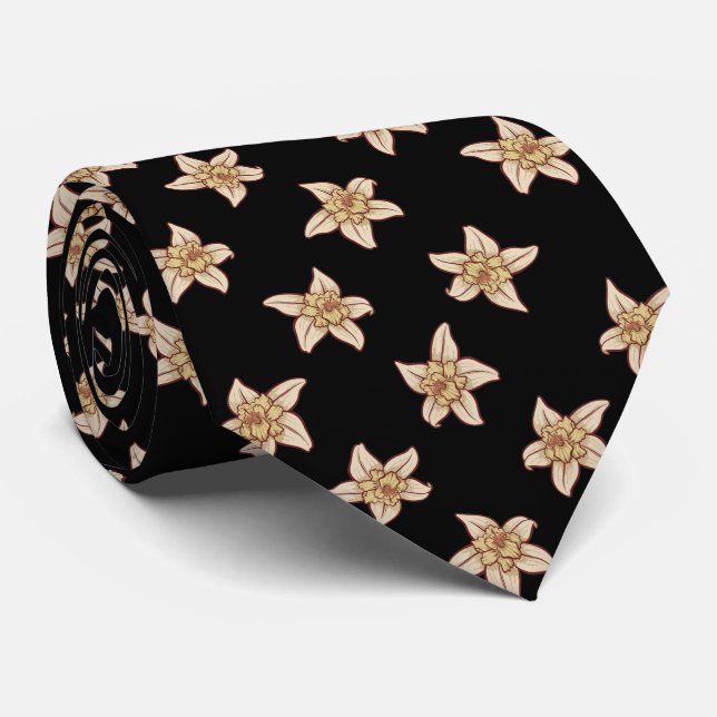 Vanilla Flower Pattern Neck Tie (Rolled)