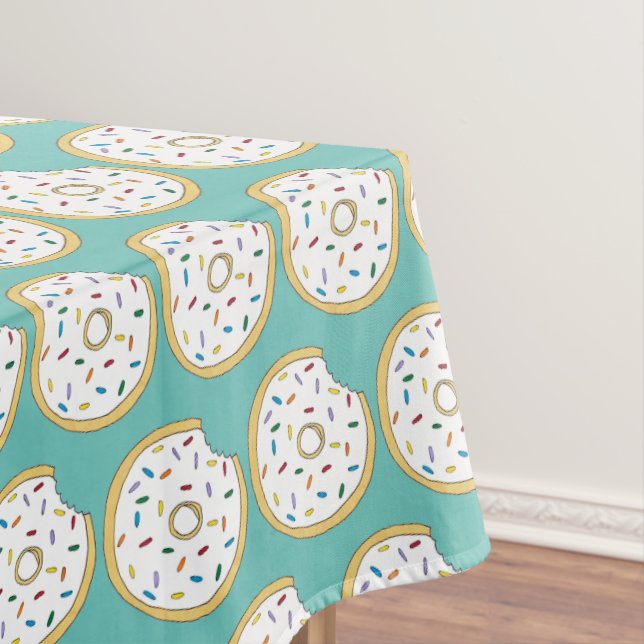 Vanilla Frosted Donut Doughnut Rainbow Sprinkles  Tablecloth (In Situ)