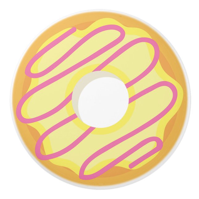 Vanilla Frosted Donut with Pink Drizzle Ceramic Knob (Front)