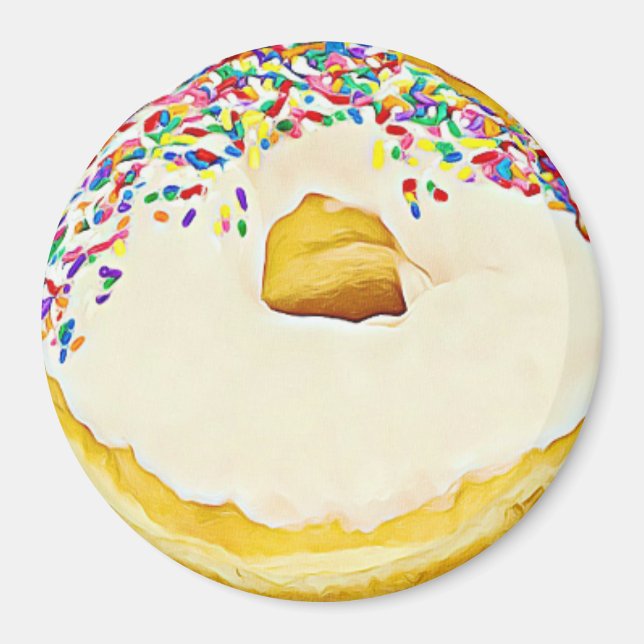 Vanilla Frosted Donut with Sprinkles Magnet (Front)