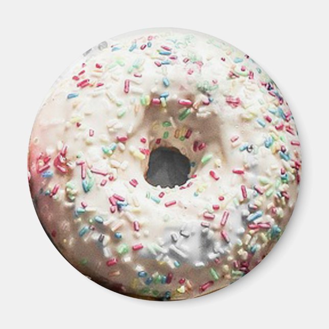 Vanilla Frosted Sprinkled Donut Fun Food Magnet (Front)