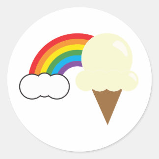 Vanilla Ice Cream and Rainbow Classic Round Sticker