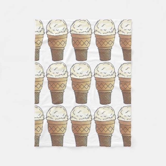 Vanilla Ice Cream Cake Cone Scoop Sweet Foodie Fleece Blanket (Front)