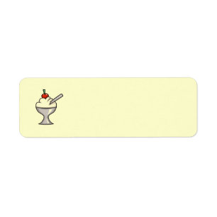 VANILLA ICE-CREAM CHERRY TOP DESSERTS SWEETS YUMM LABEL