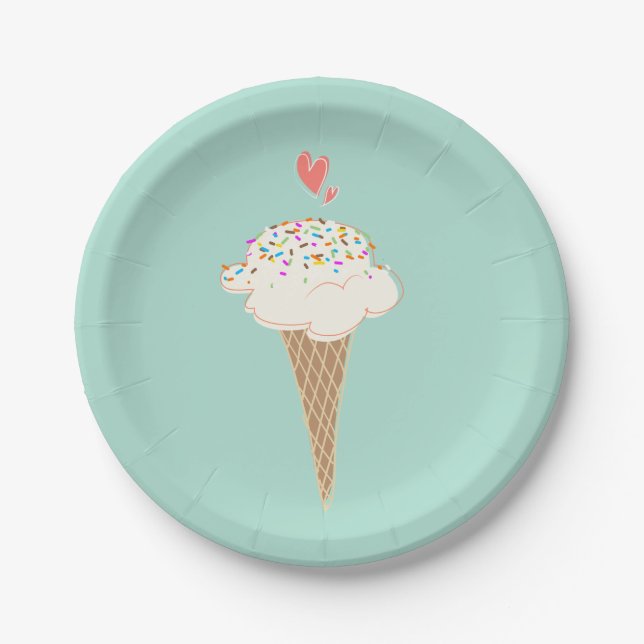 Vanilla Ice Cream Cone  Paper Plates (Front)