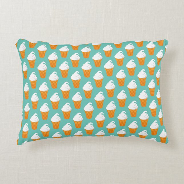 Vanilla Ice Cream Cone Pattern Accent Pillow (Front)