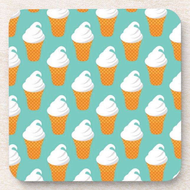 Vanilla Ice Cream Cone Pattern Beverage Coaster (Front)