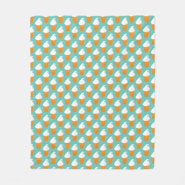 Vanilla Ice Cream Cone Pattern Fleece Blanket (Front)