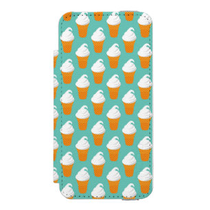 Vanilla Ice Cream Cone Pattern Wallet Case For iPhone SE/5/5s