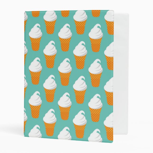 Vanilla Ice Cream Cone Pattern Mini Binder (Front/Inside)