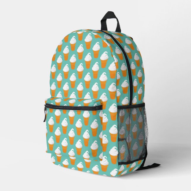 Vanilla Ice Cream Cone Pattern Printed Backpack (Back Corner Right)