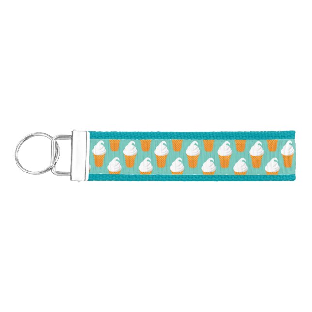 Vanilla Ice Cream Cone Pattern Wrist Keychain (Keys on Left)